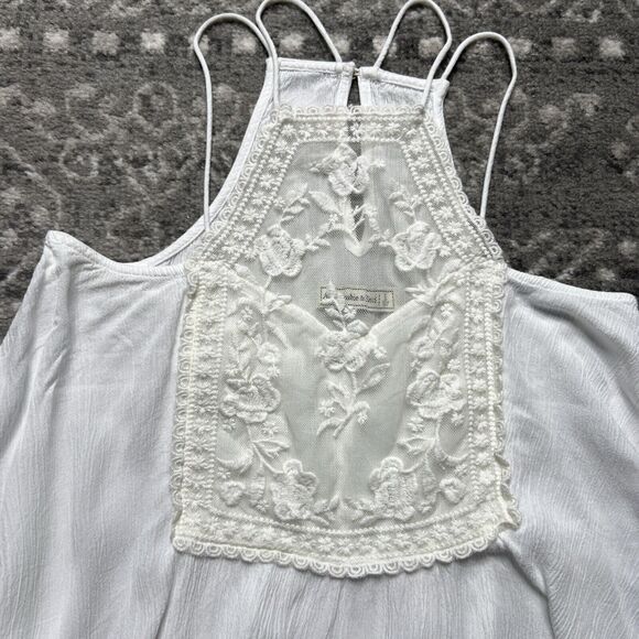 Abercrombie and Fitch Flowy Tank Top Small White Lace Double Strap Y2K Coquette - Picture 2 of 8